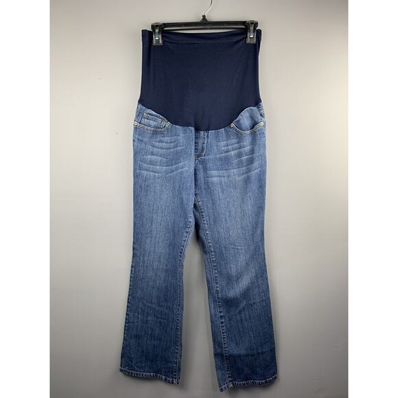 Liz Lange Maternity Jeans Women Size 6 Full Panel Bootcut Medium Wash Blue Denim - Picture 1 of 5